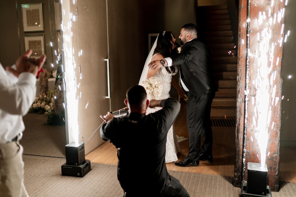 VIEW-BY-SYDNEY-PIER-ONE-WEDDING-PHOTOGRAPHER-ANELLOWEDDINGS-BRIDE-AND-GROOM-ENTRANCE-DANCE-SONGS