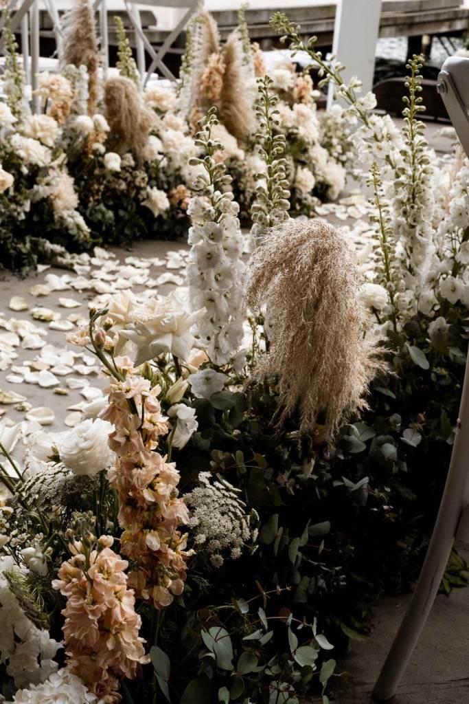 VIEW-BY-SYDNEY-PIER-ONE-WEDDING-PHOTOGRAPHER-ANELLOWEDDINGS-HARBOUR-FLOWER-ARCH-MADAME-FLEUR
