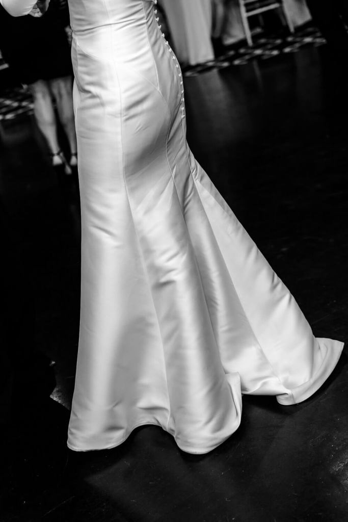 bride dress details black and white