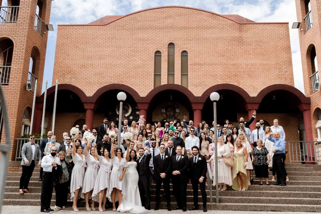 group photo outside church