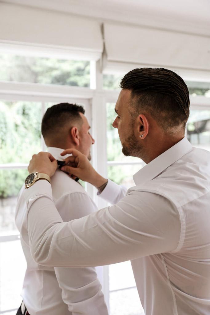 Groom getting ready for the wedding