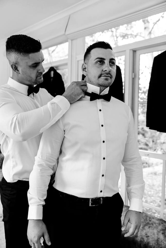Groom getting ready for the wedding