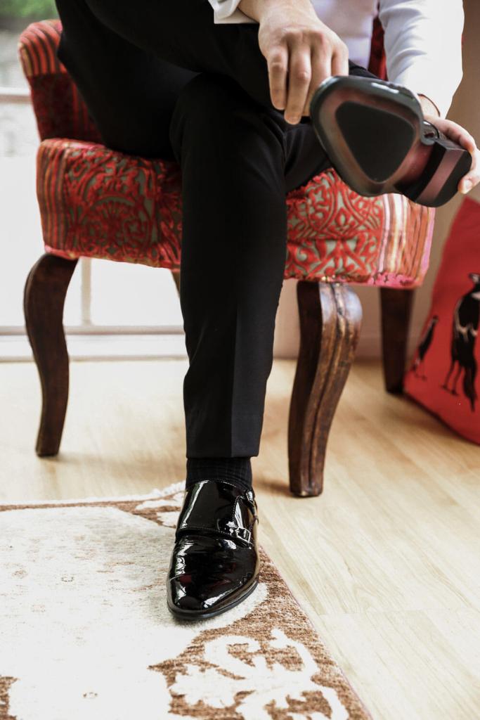 Groom getting ready for the wedding