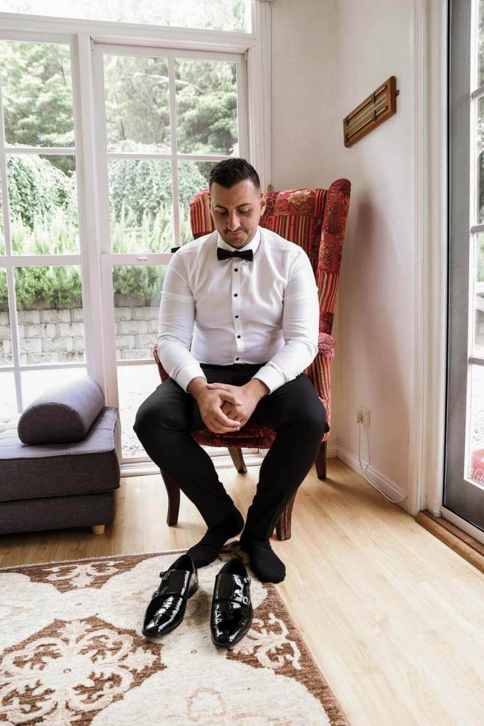 Groom getting ready for the wedding