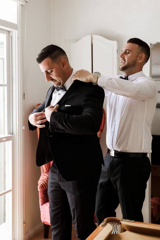 Groom getting ready for the wedding