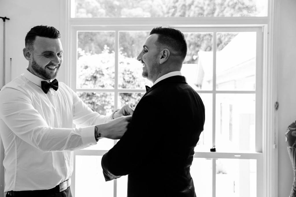 Groom getting ready for the wedding