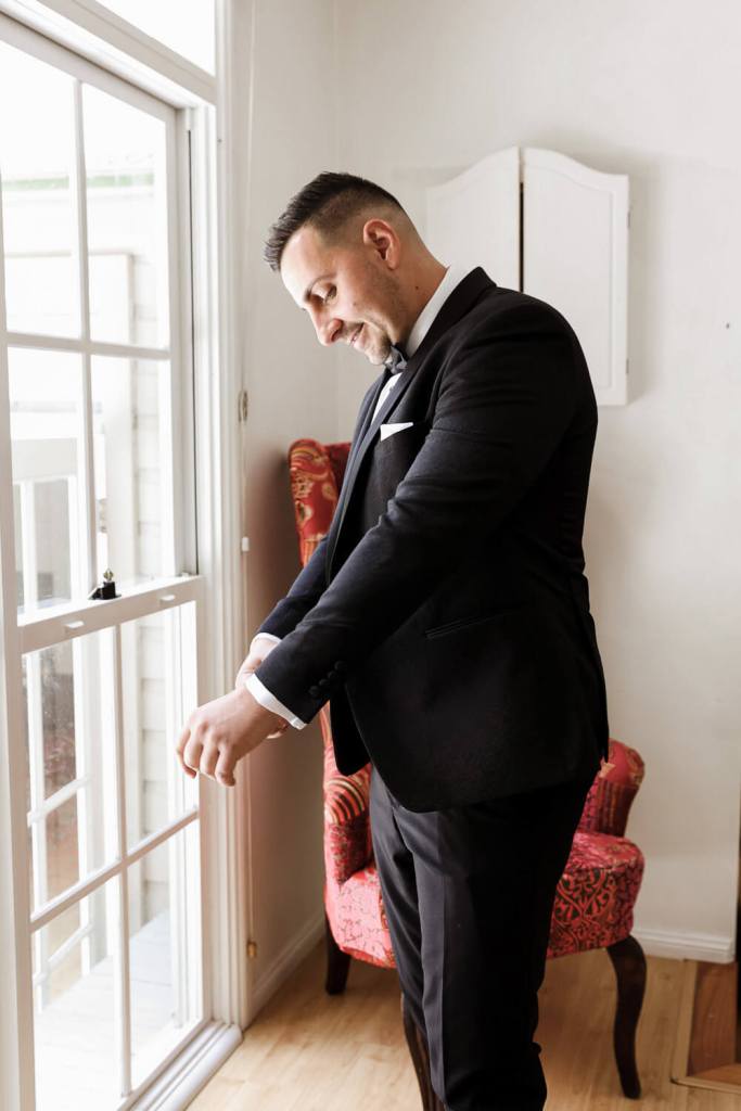 Groom getting ready for the wedding