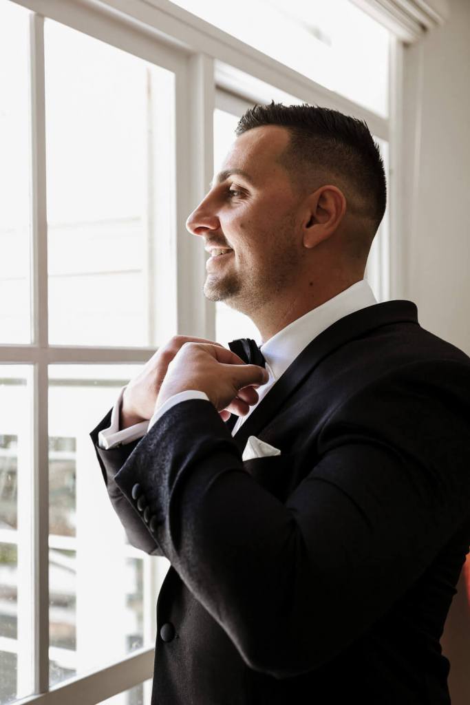 Groom getting ready for the wedding