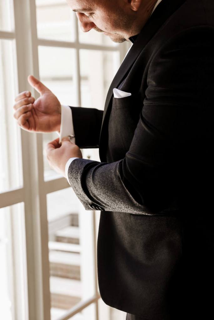 Groom getting ready for the wedding
