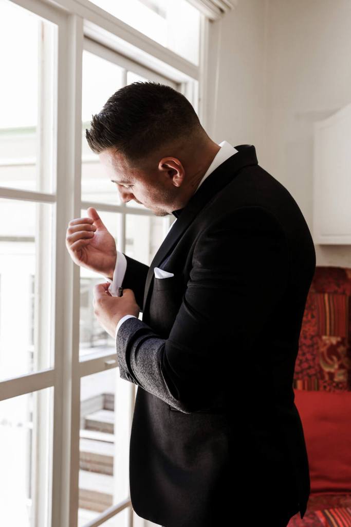 Groom getting ready for the wedding