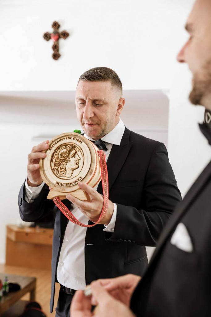 Groom drinking