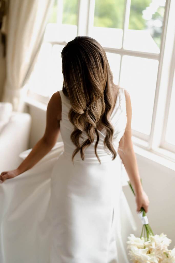 Hair of Bride in Yulia McCauley Wedding Dress