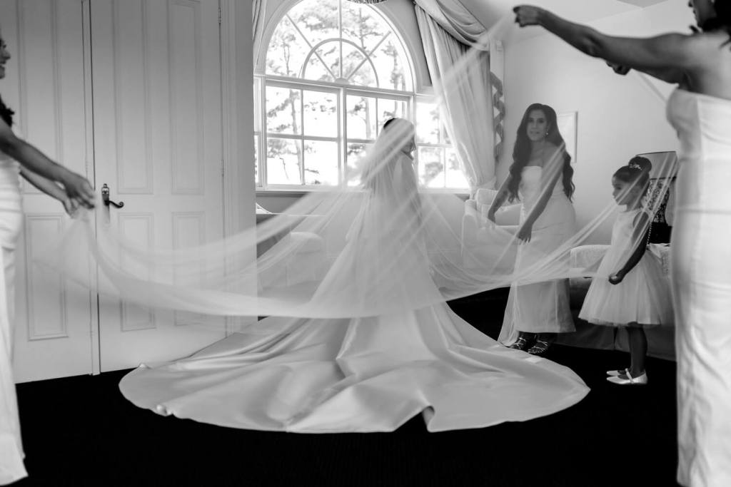 Bride in Yulia McCauley Wedding Dress