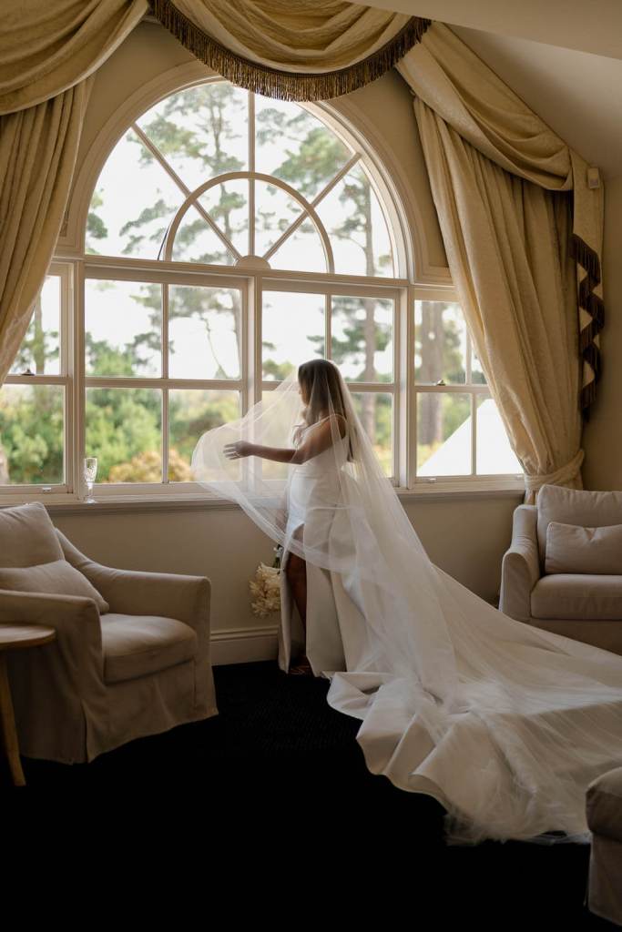 Bride in Yulia McCauley Wedding Dress