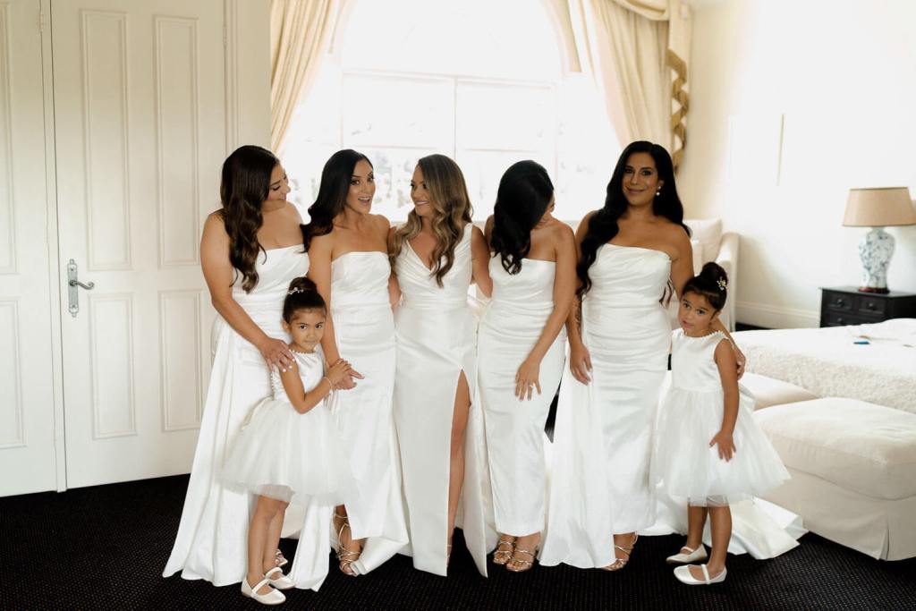 Bride with bridesmaid Elle Zeitoune