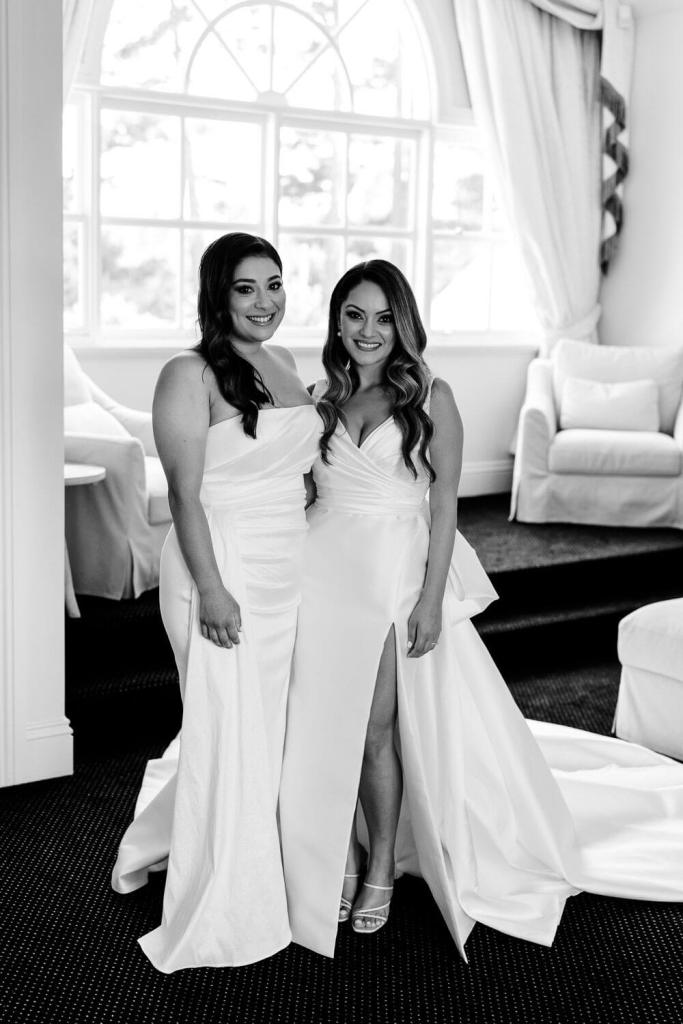 Bride with bridesmaid Elle Zeitoune