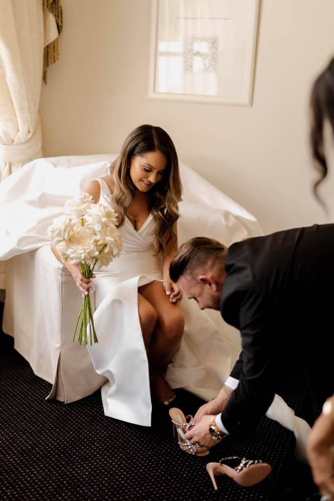 Bride in Yulia McCauley Wedding Dress