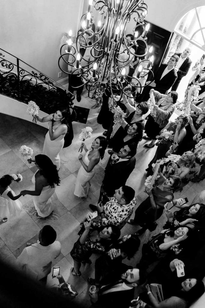 Black and white bridal party