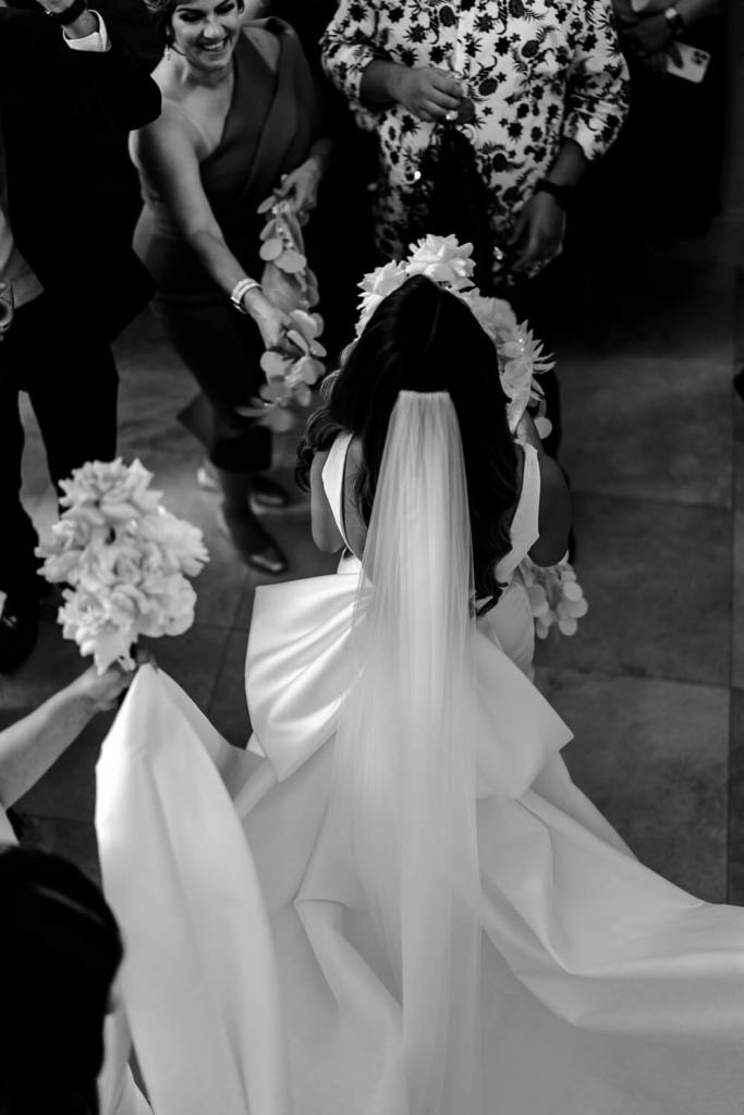 Close up of bride at bridal party
