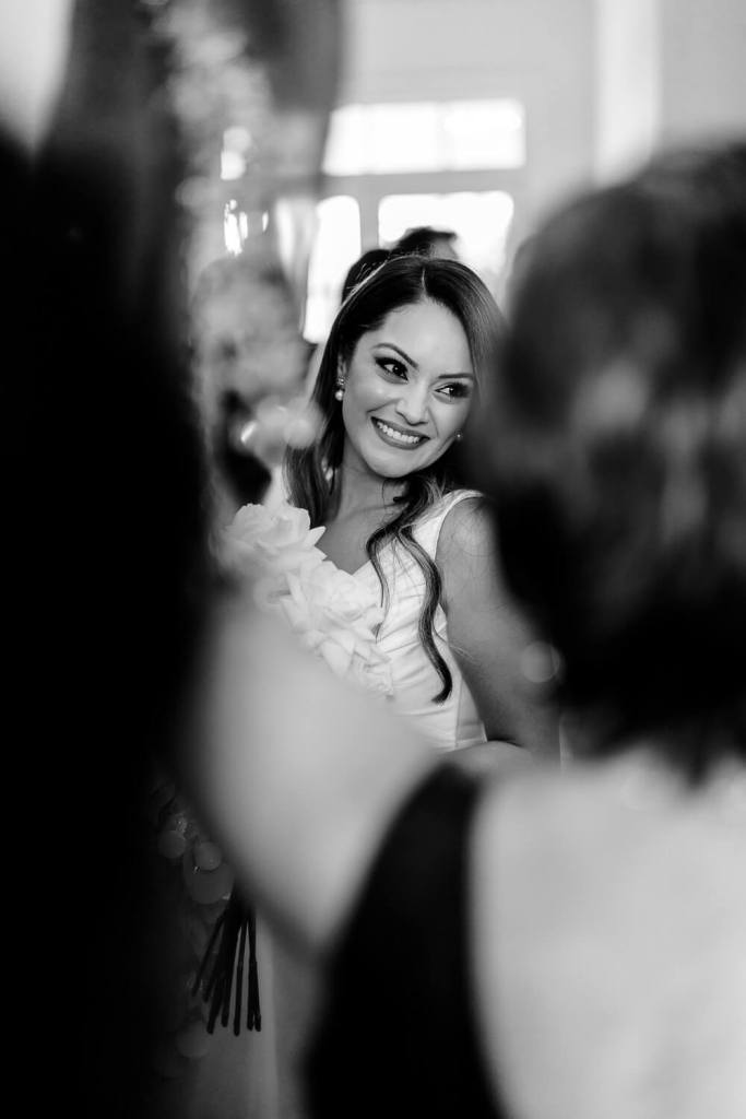 Close up of bride at bridal party