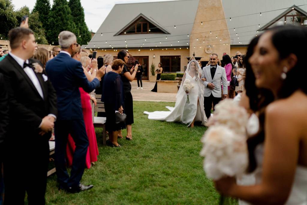 Bride walking down aisle