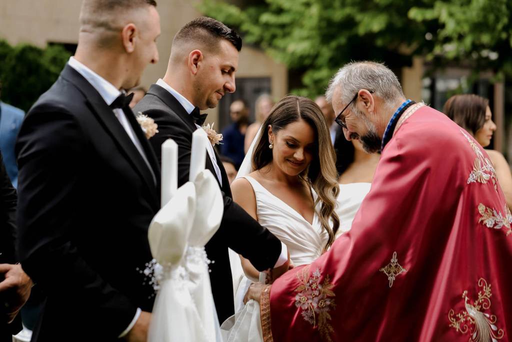 Bride and Groom exchange rings