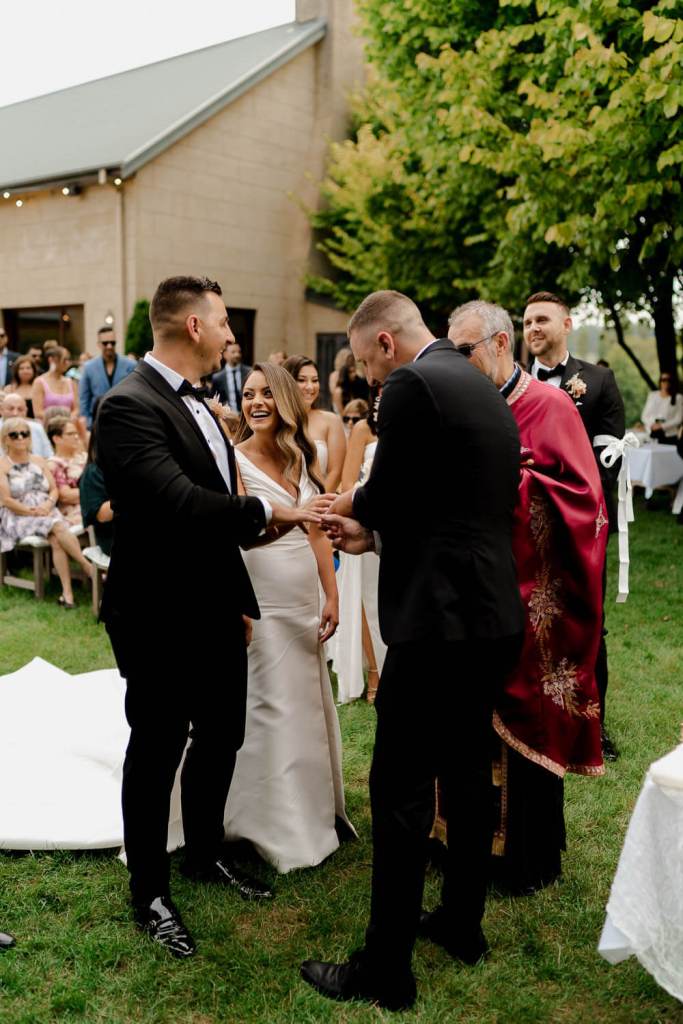 Bride and Groom exchange rings