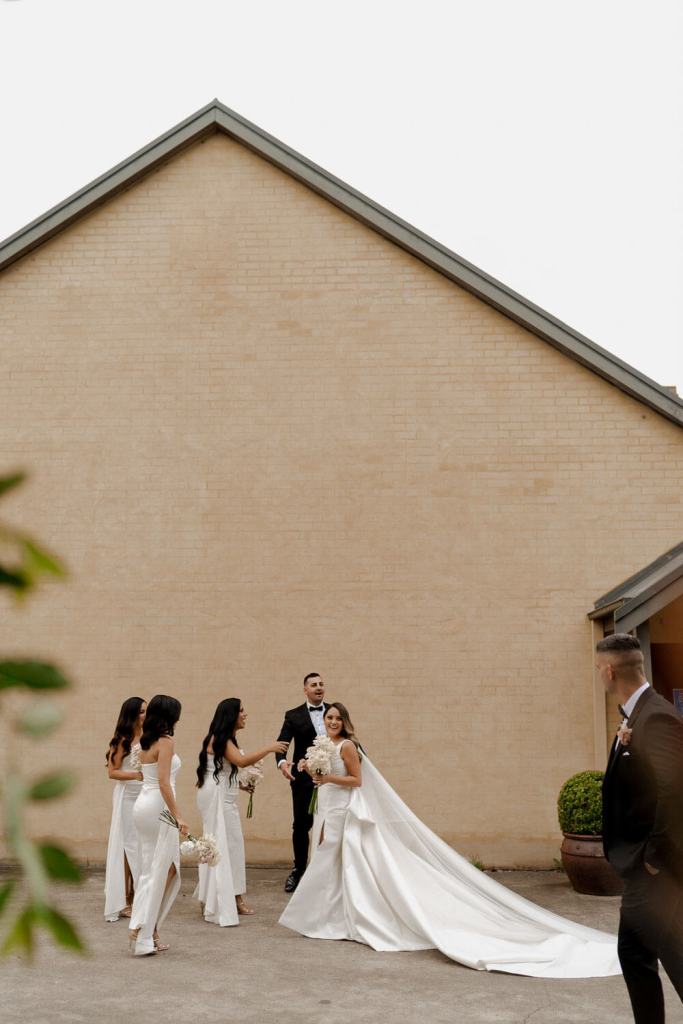 Candid photo of bridal party