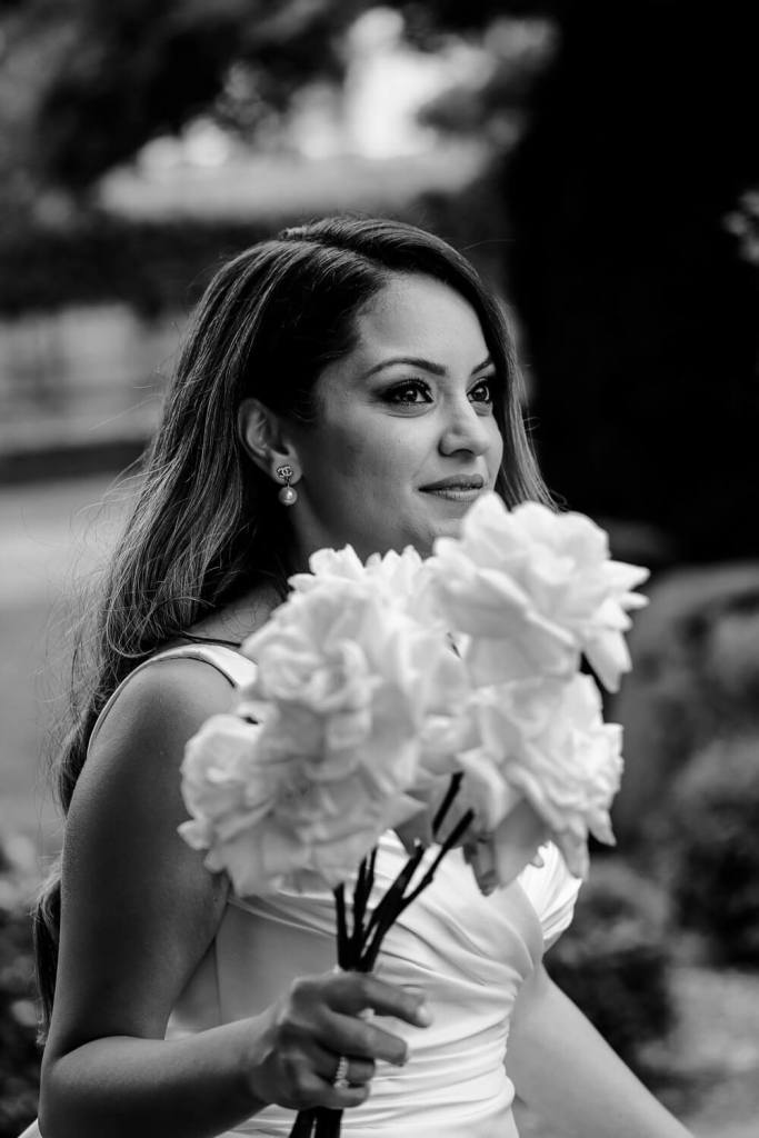 Candid moment of bride close up smiling