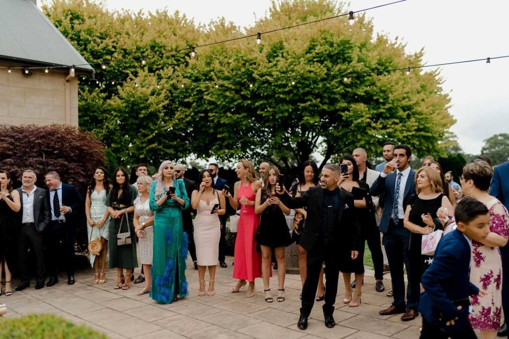 Guests enjoying canapes