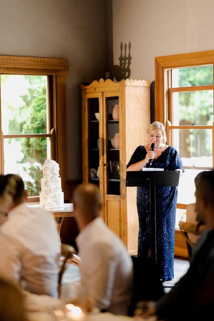 Mother of groom giving wedding speech
