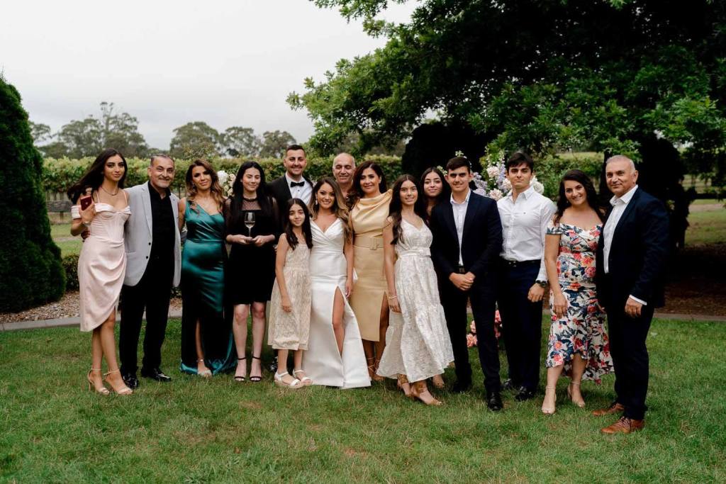 group photo of family in garden