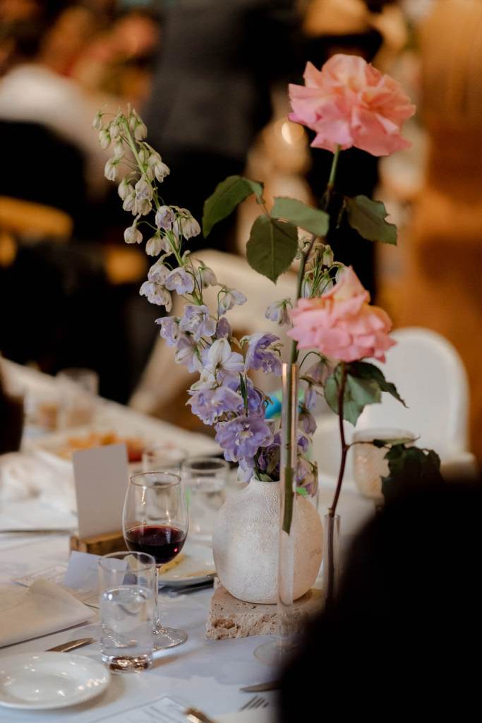 Floral arrangement on table by the Hunted Yard