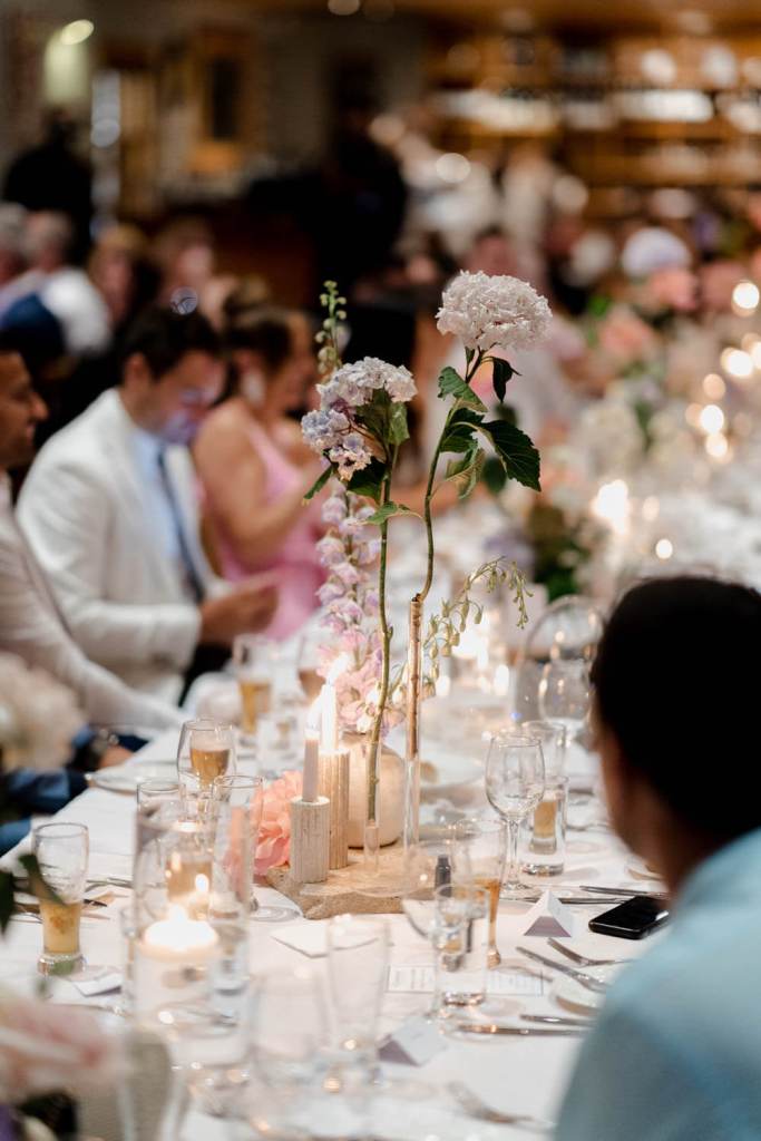 Floral arrangement on table by the Hunted Yard