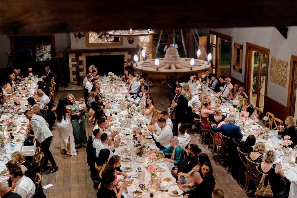Aerial view of guests at Centennial Vineyards