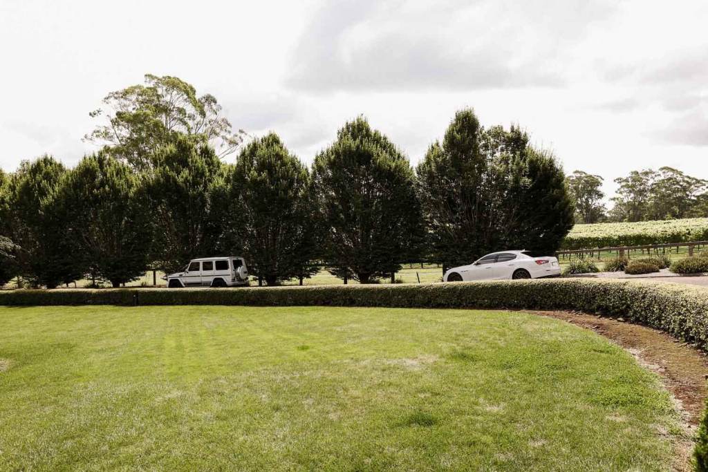 Cars driving open field