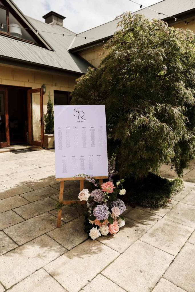 Welcome board and seating chart