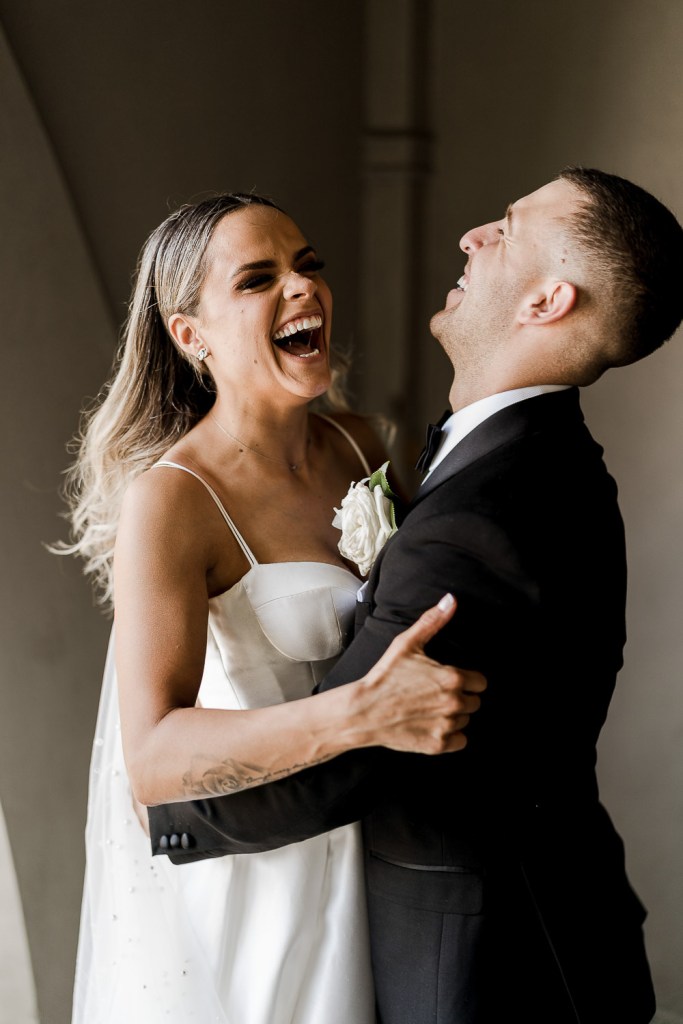 couple laughing together