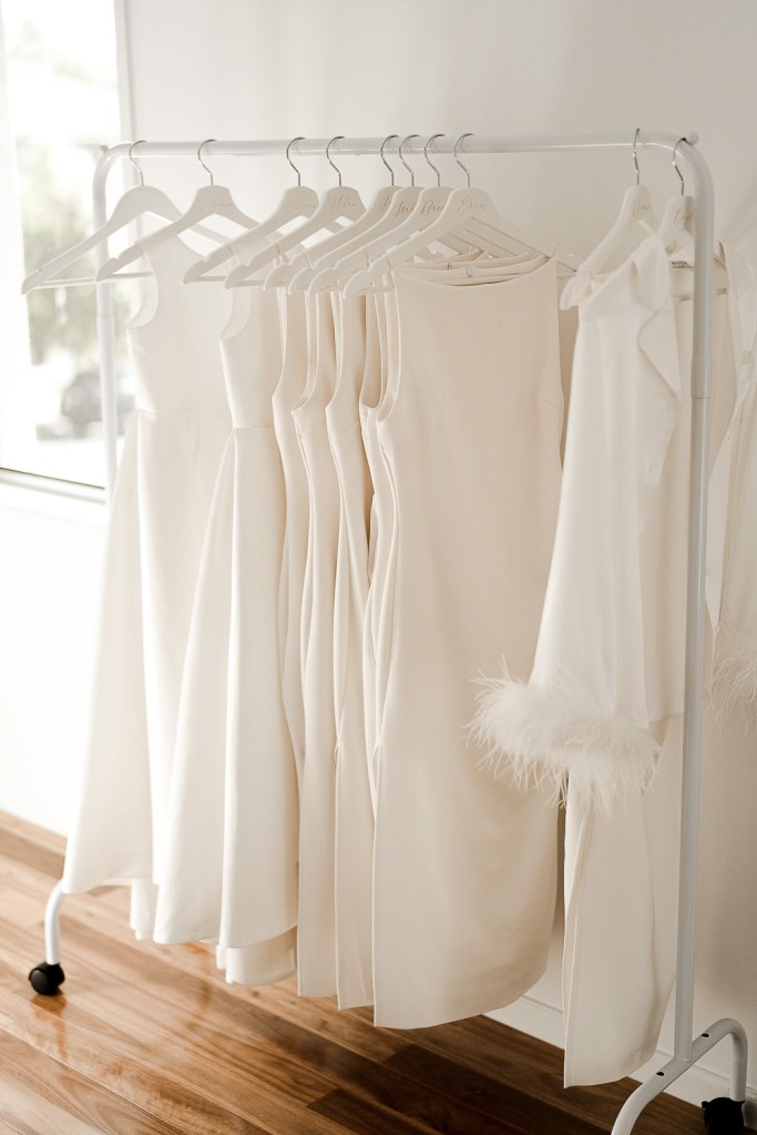 dresses hanging on rack
