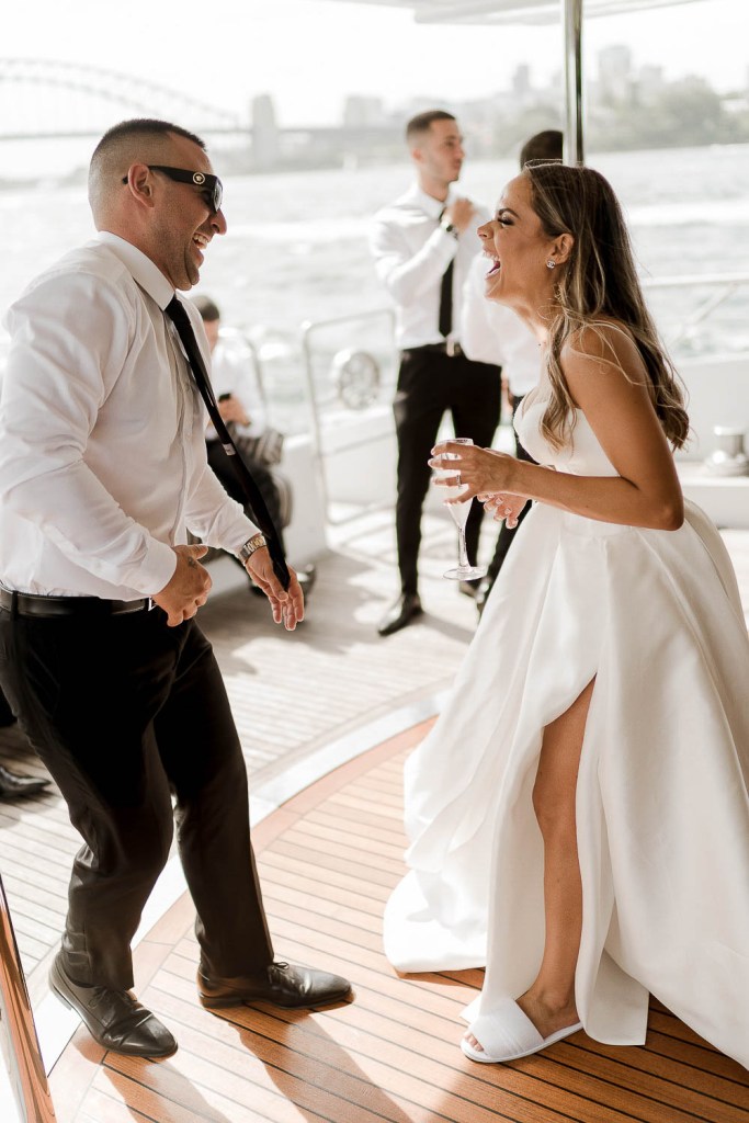 men and lady laughing at eachother